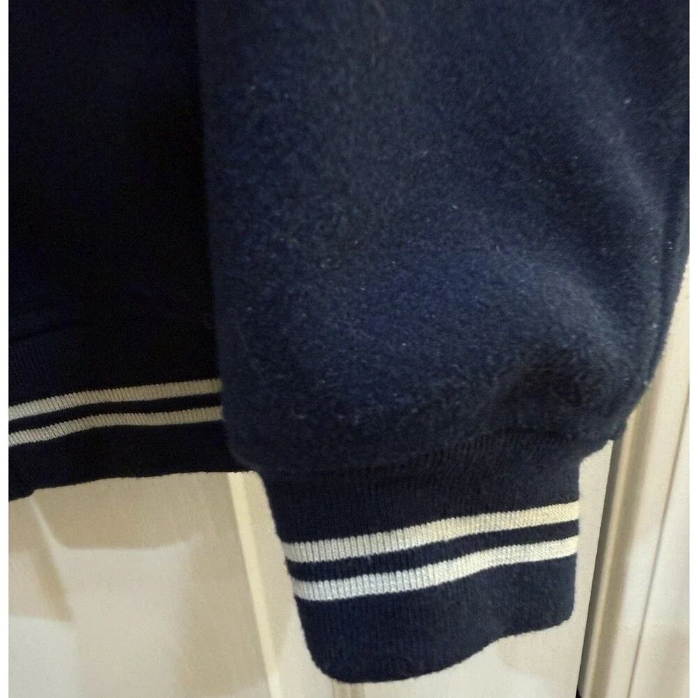Gap Kids Varsity Bomber Letter Jacket Navy Blue Sleeves Sz Small Lined Athletic